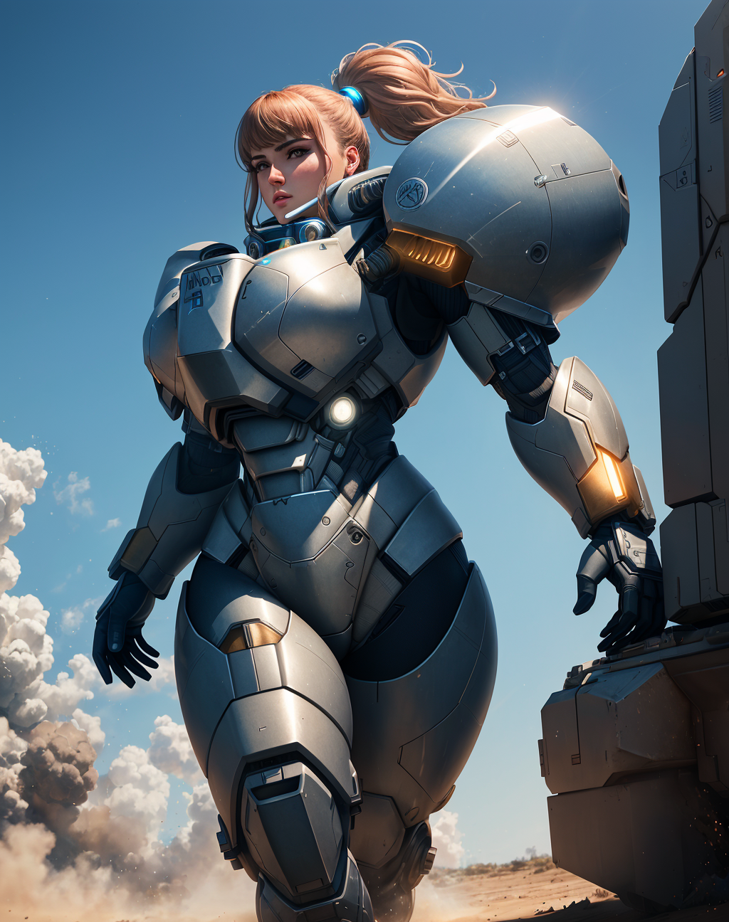 05285-3785799001-4K, Masterpiece, highres, absurdres,photorealistic, Parrley_armor, a woman in a suit of armor ,wearing Parrley_armor, big bulky.png